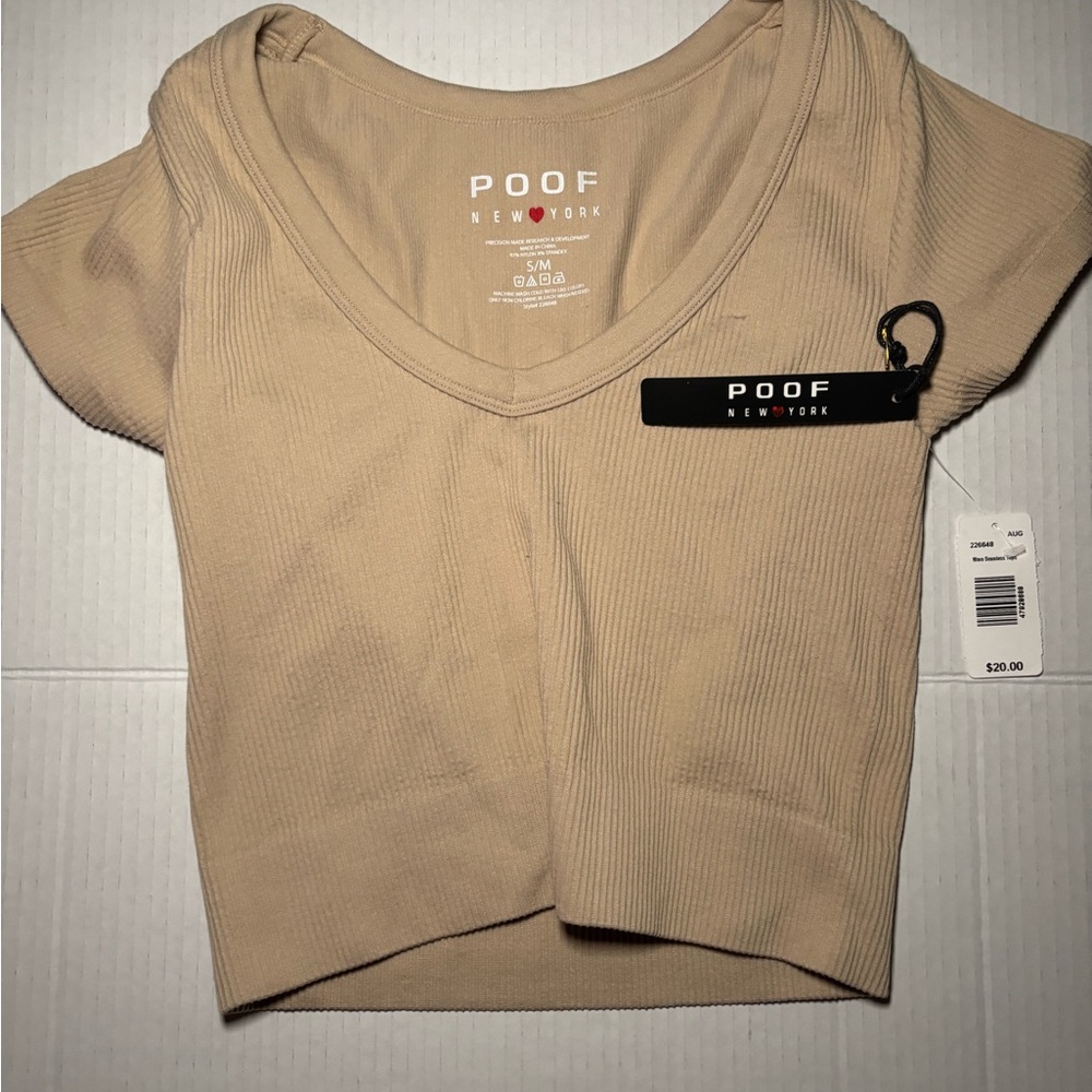 POOF Women’s Beige Ribbed Top